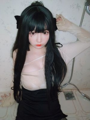 [코스프레 포토] 이차원 미인 후루카와 가구라 욕실 젖은 몸 블랙 실크