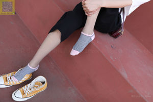 [Camellia Photography LSS] NO.129 Cinza meias de algodão de seda sapatos de lona