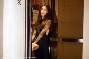 [秀 人 XiuRen] No.2165 Lin Wenwen yooki "Czarna sukienka i czarne jedwabne nogi"